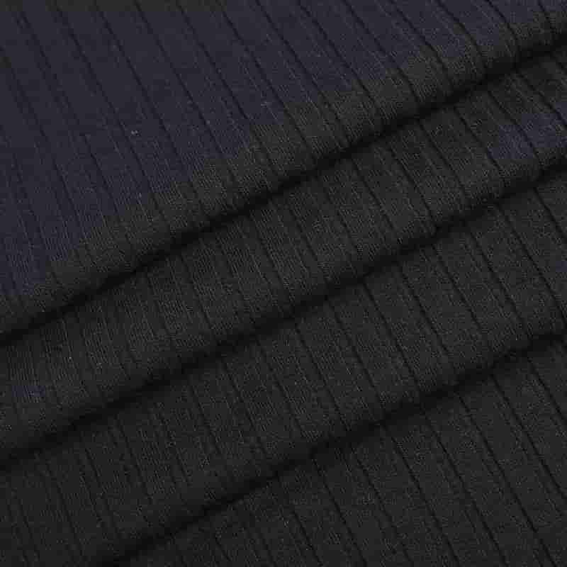 40. léta Lenzing Tencel + 30D celoplošný pruhovaný spandexový žebrový úplet